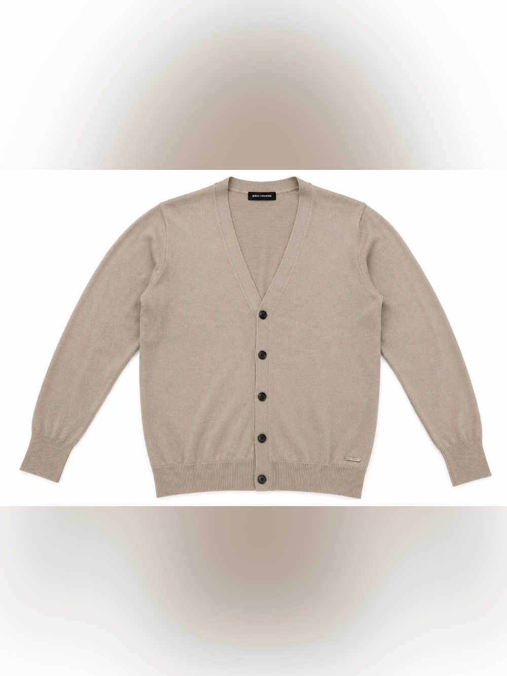 Paco Rabanne Beige Mercerized Cotton Cardigan Sweater Men’s XL Luxury Designer